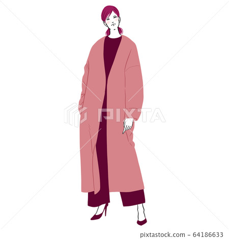 時尚的女人（全身，春季，秋季，冬季，引擎） 64186633