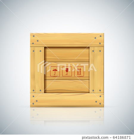 Nailed square small vector wooden box for supply shipping Nailed square small vector wooden box for supply shipping 64186871