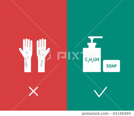 COVID-19 prevention advice Wash your hand concept 64186884