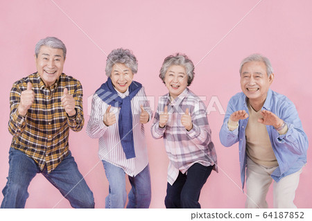 Happy senior life concept. Healthy activities in daily life of senior couple 349 64187852