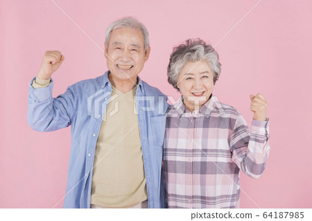Happy senior life concept. Healthy activities in daily life of senior couple 357 64187985