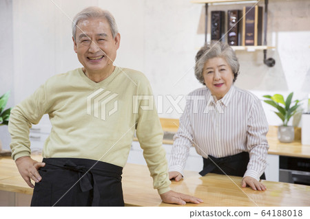 Happy senior life concept. Healthy activities in daily life of senior couple 231 64188018