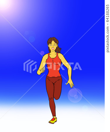 健身教練女人跑步（藍藍的天空） 64188265