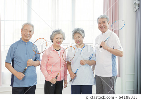 Happy senior life concept. Healthy activities in daily life of senior couple 078 64188313