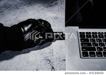 Cyber protection and security concept. Internet hacked computer server, database, network storage, firewall, social network account. 209 64188689