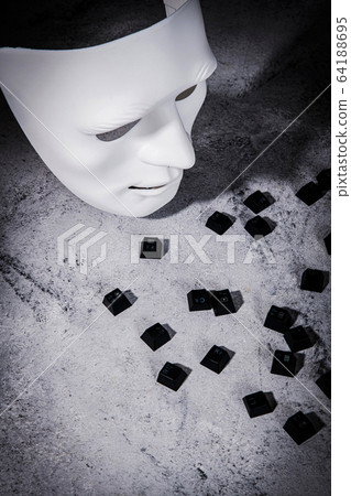 Cyber protection and security concept. Internet hacked computer server, database, network storage, firewall, social network account. 104 64188695