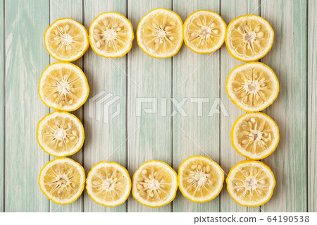 fresh fruit concept. close up of lemons and citrons 045 64190538