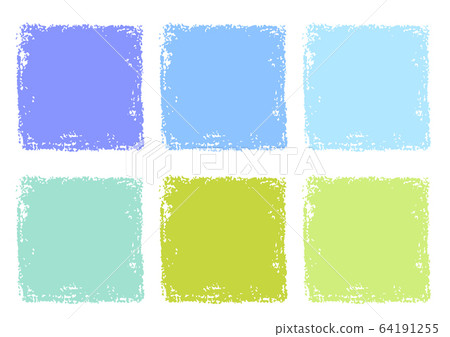Square texture background material set drawn with blue turquoise green crayon 64191255