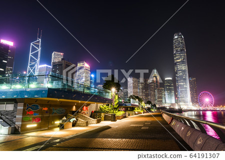 modern business buildings and Central Harbourfront Event Space in Hong Kong, modern business buildings and Central Harbourfront Event Space in Hong Kong, 64191307