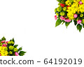 A bouquet of tulips and chrysanthemums on a white 64192019