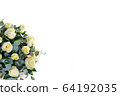 Bouquet of roses and eucalyptus on a white 64192035