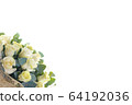 Bouquet of roses and eucalyptus on a white 64192036