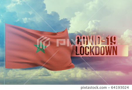 Coronavirus outbreak and coronaviruses influenza lockdown concept with flag of Montenegro. Pandemic 3D illustration. 64193024