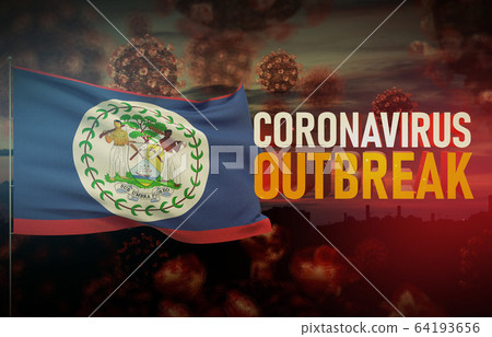 Coronavirus COVID-19 outbreak concept with flag of Belize. Pandemic 3D illustration. Coronavirus COVID-19 outbreak concept with flag of Belize. Pandemic 3D illustration. 64193656