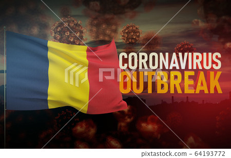 Coronavirus COVID-19 outbreak concept with flag of Chad. Pandemic 3D illustration. 64193772
