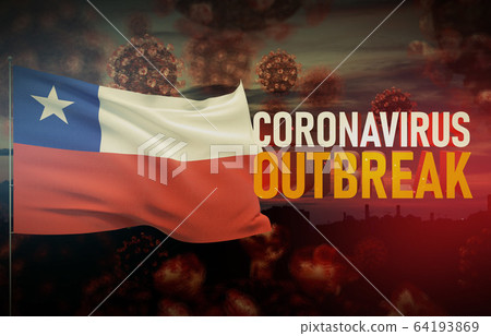 Coronavirus COVID-19 outbreak concept with flag of Chile. Pandemic 3D illustration. Coronavirus COVID-19 outbreak concept with flag of Chile. Pandemic 3D illustration. 64193869