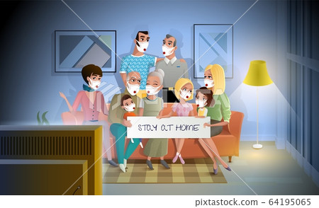 Quarantined Family Stay at Home During Pandemic Quarantined Family Stay at Home During Pandemic 64195065
