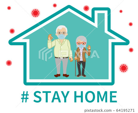 Elderly couple at home clip art-Coronavirus measures 64195271