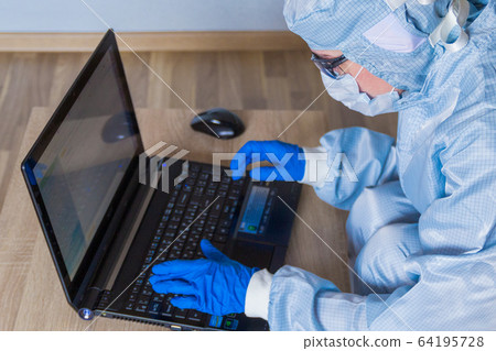 Work with laptop under social distancing and self 64195728