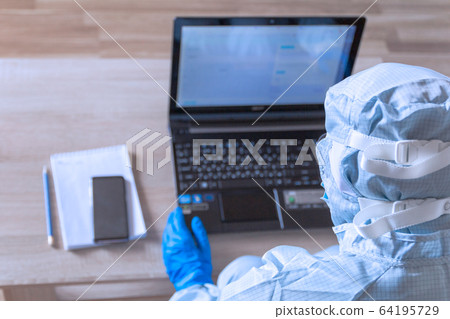 Work with laptop under social distancing and self 64195729