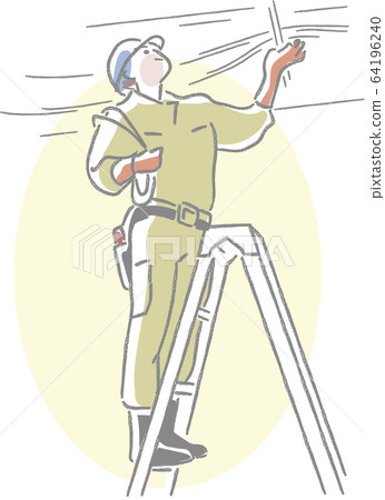 Workers doing electrical work with catats 64196240