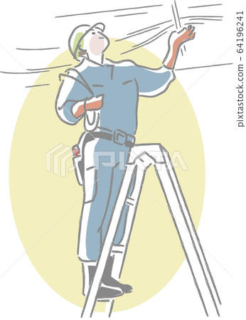 Workers doing electrical work with catats 64196241