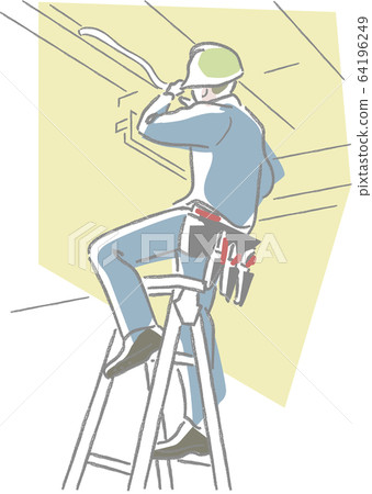 Workers doing electrical work with catats 64196249