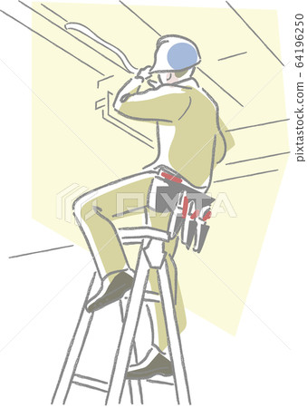 Workers doing electrical work with catats 64196250