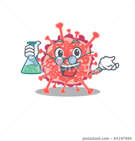 Polyploviricotina smart Professor Cartoon design style working with glass tube Polyploviricotina smart Professor Cartoon design style working with glass tube 64197984