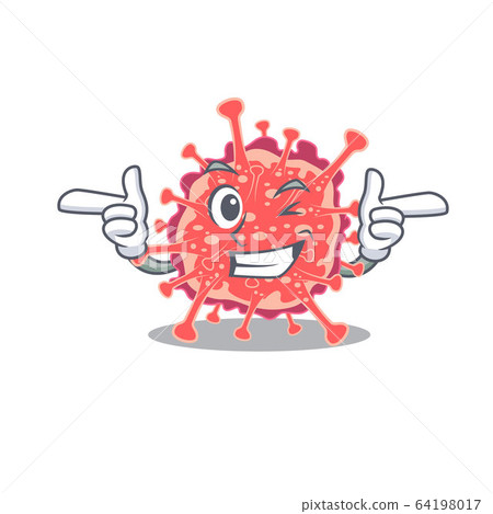Cartoon design concept of polyploviricotina with funny wink eye Cartoon design concept of polyploviricotina with funny wink eye 64198017