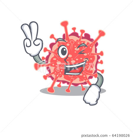 Happy polyploviricotina cartoon design concept with two fingers Happy polyploviricotina cartoon design concept with two fingers 64198026