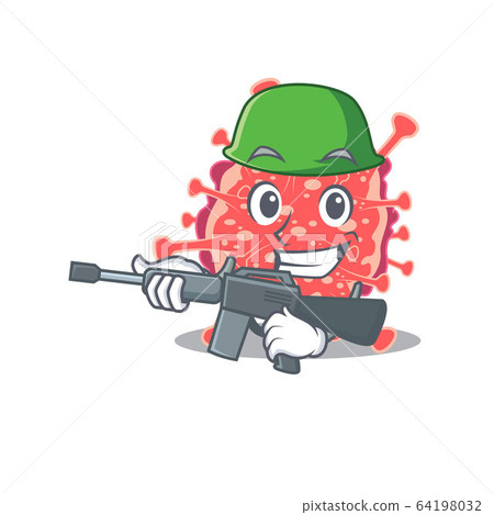 A cartoon picture of polyploviricotina in Army style with machine gun A cartoon picture of polyploviricotina in Army style with machine gun 64198032
