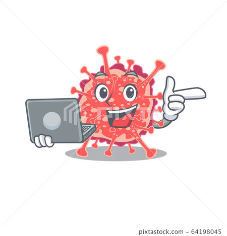 Cartoon character of polyploviricotina clever student studying with a laptop Cartoon character of polyploviricotina clever student studying with a laptop 64198045