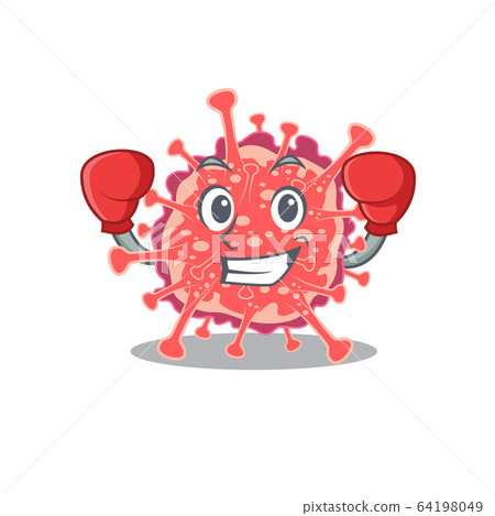 A sporty boxing athlete mascot design of polyploviricotina with red boxing gloves A sporty boxing athlete mascot design of polyploviricotina with red boxing gloves 64198049