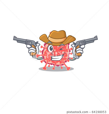 Cute handsome cowboy of polyploviricotina cartoon character with guns Cute handsome cowboy of polyploviricotina cartoon character with guns 64198053