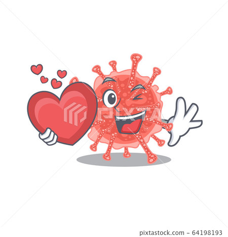 A sweet oncovirus cartoon character style with a heart A sweet oncovirus cartoon character style with a heart 64198193
