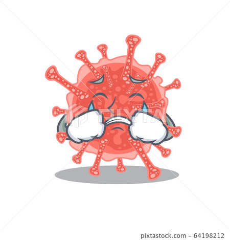 Cartoon character design of oncovirus with a crying face Cartoon character design of oncovirus with a crying face 64198212