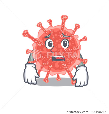 Cartoon design style of oncovirus showing worried face 64198214