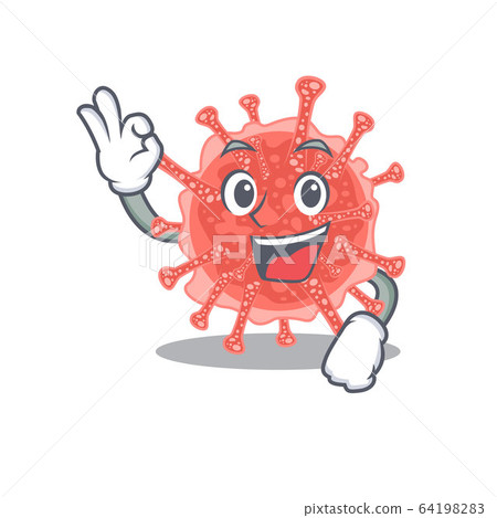 Oncovirus mascot design style with an Okay gesture finger Oncovirus mascot design style with an Okay gesture finger 64198283