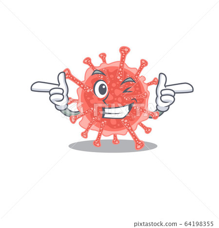 Cartoon design concept of oncovirus with funny wink eye Cartoon design concept of oncovirus with funny wink eye 64198355