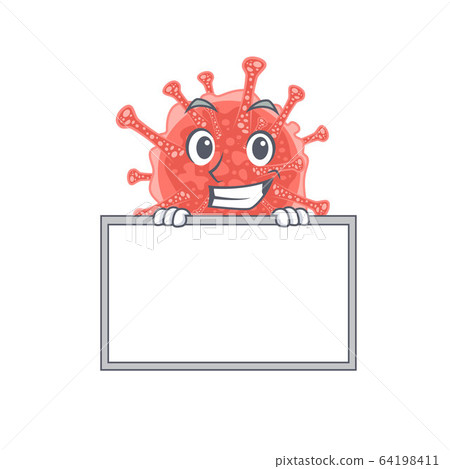 Smiling oncovirus cartoon design style has a board 64198411