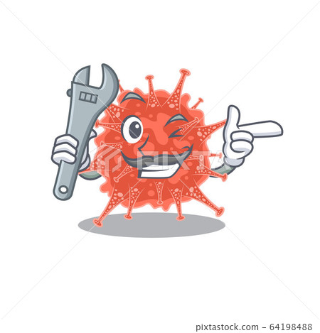 A picture of cool mechanic orthocoronavirinae cartoon character design 64198488