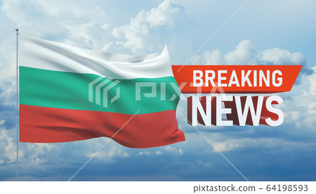 Breaking news. World news with backgorund waving national flag of Bulgaria. 3D illustration. Breaking news. World news with backgorund waving national flag of Bulgaria. 3D illustration. 64198593