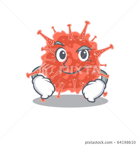 Funny orthocoronavirinae mascot character showing confident gesture 64198610