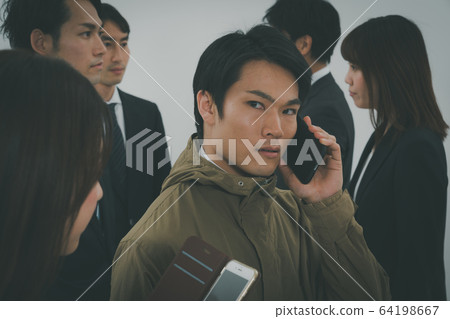 crowd of people, smartphone, sumaho 64198667