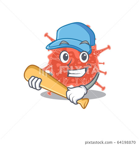 Mascot design style of orthocoronavirinae with baseball stick Mascot design style of orthocoronavirinae with baseball stick 64198870