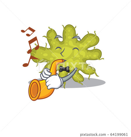Talented musician of bacterium cartoon design playing a trumpet Talented musician of bacterium cartoon design playing a trumpet 64199061