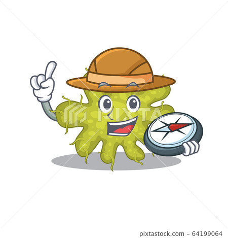 mascot design concept of bacterium explorer with a compass mascot design concept of bacterium explorer with a compass 64199064
