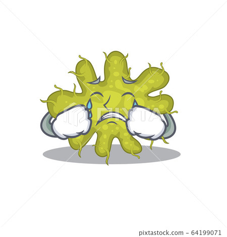 Cartoon character design of bacterium with a crying face Cartoon character design of bacterium with a crying face 64199071