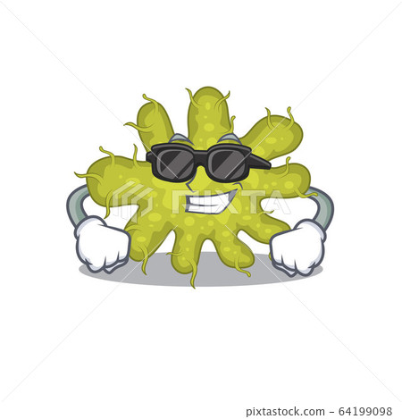Cool bacterium cartoon character wearing expensive black glasses Cool bacterium cartoon character wearing expensive black glasses 64199098